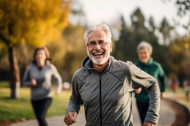 Homem maduro sorrindo, representando longevidade e sabedoria